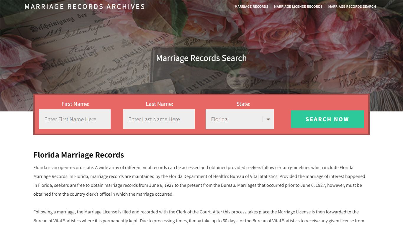 Florida Marriage Records | Enter Name and Search | 14 Days Free