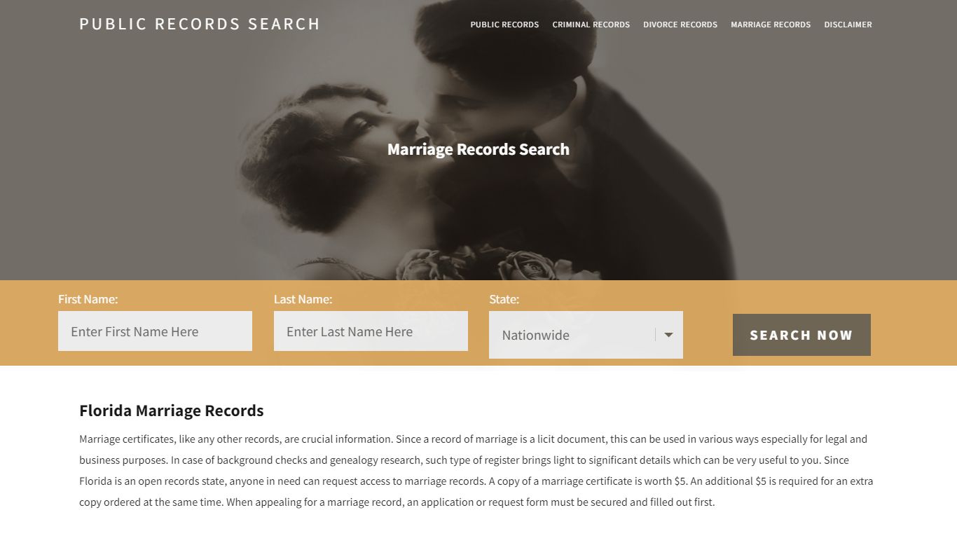 Florida Marriage Records | Enter Name and Search|14 Days Free