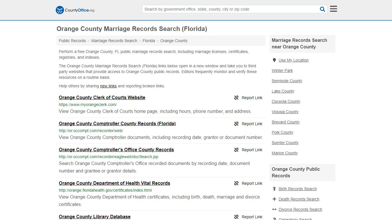 Orange County Marriage Records Search (Florida) - County Office